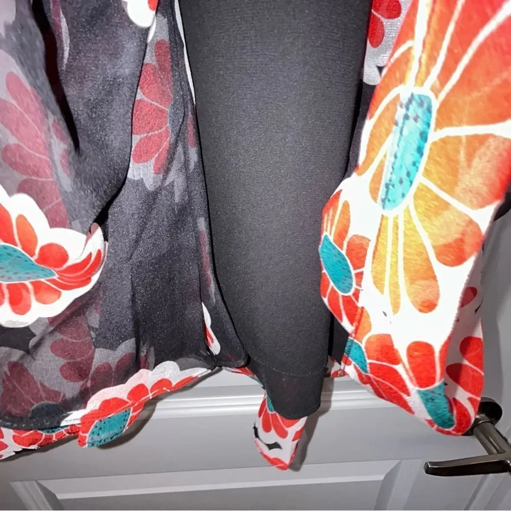 Diane Von Furstenberg Fleurette Silk Floral Print Kimono Batwing Tunic Dress